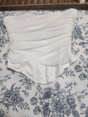 White Fox Boutique White Strapless Ruched Corset Top